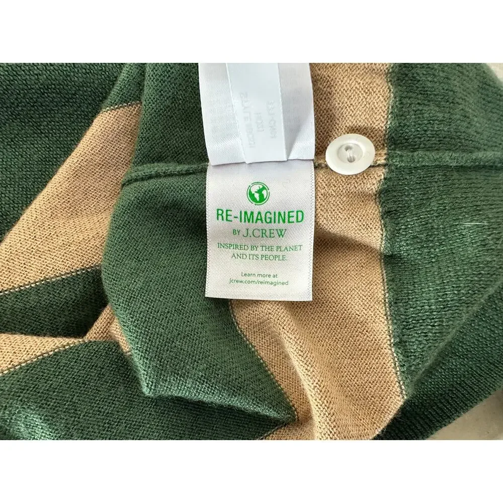 J.Crew Men's Rugged Merino Wool Rugby Sweater SZ L Fall Vibes Academia